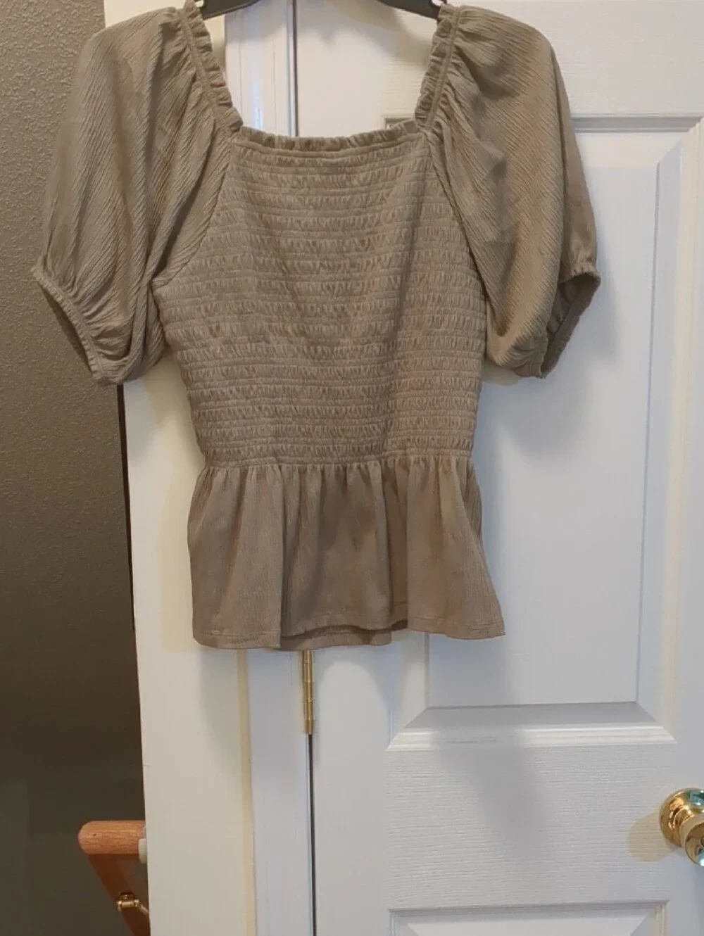 Old Navy Sage Green Smocked Waist Peplum Blouse